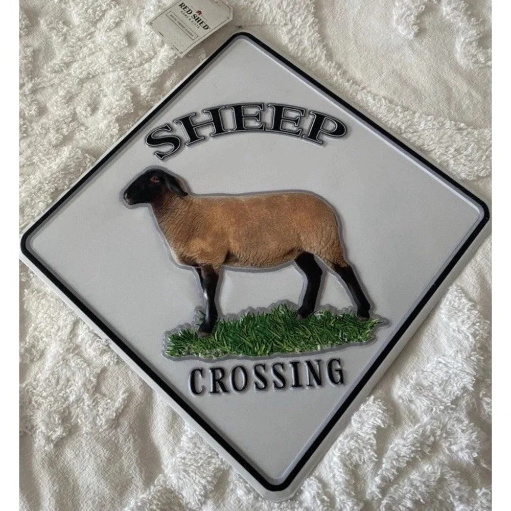 Metal Sheep Crossing Embossed Sign‎ New Farm Decor